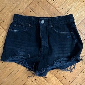 Garage Denim Black High Waisted Cut Off Jean Shorts